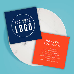 Add Your Logo Simple Modern Editable Colour Square Business Card