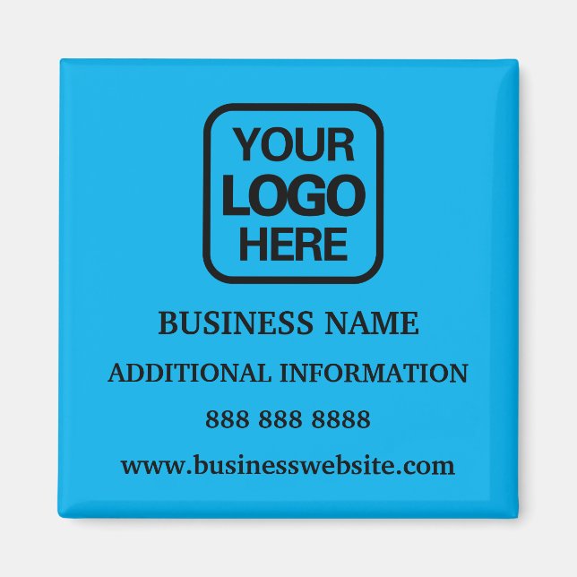 Add Your Logo Simple Modern Professional Sky Blue Magnet (Front)