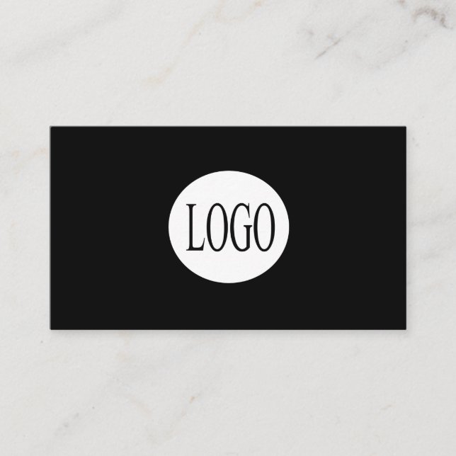 Add Your Logo Simple Professional Black Business Card (Front)