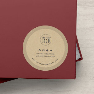 Add Your Logo Social Media Branding Kraft Classic Round Sticker