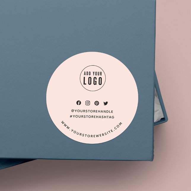 Add Your Logo Social Media Custom Colour Branding Classic Round Sticker (Creator Uploaded)