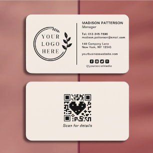 Add Your Logo Social Media QR Code Corporate Busin Business Card