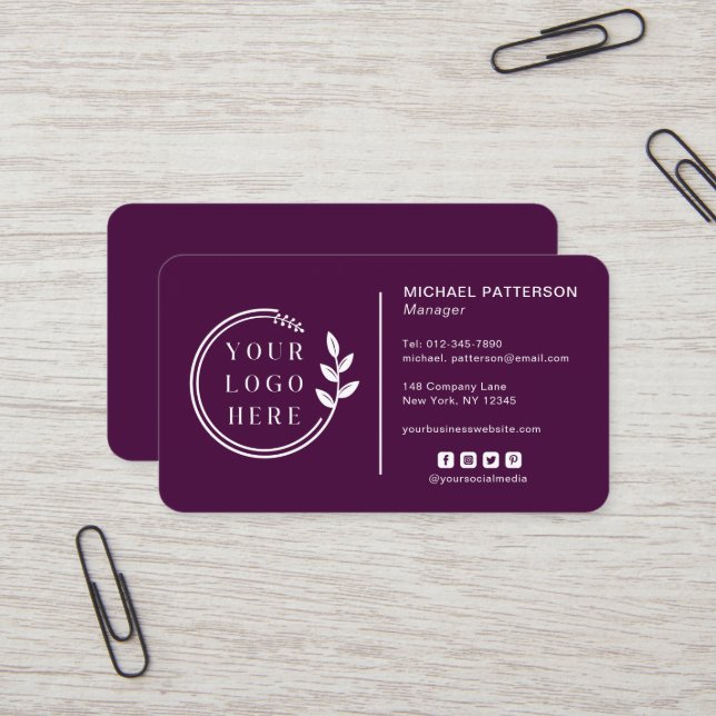 Add Your Logo Social Media QR Code Corporate Business Card (Front/Back In Situ)