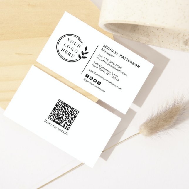 Add Your Logo Social Media QR Code Corporate Business Card (Creator Uploaded)