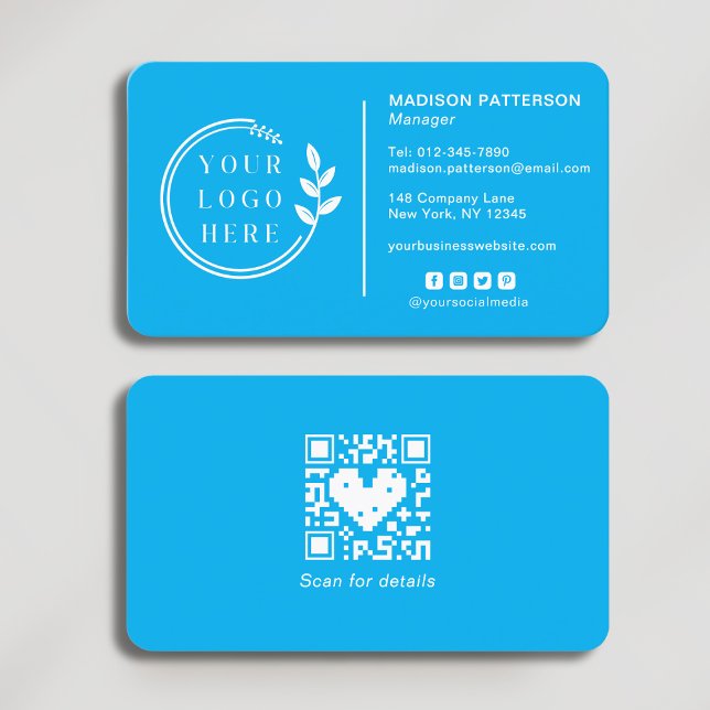 Add Your Logo Social Media QR Code Corporate Business Card (Creator Uploaded)