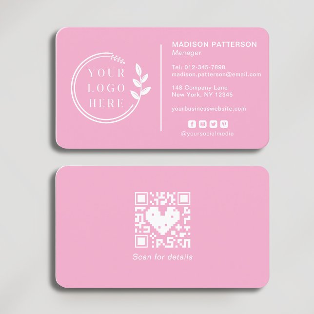 Add Your Logo Social Media QR Code Corporate Business Card (Creator Uploaded)