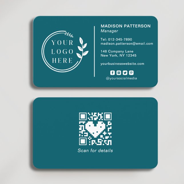 Add Your Logo Social Media QR Code Corporate Business Card (Creator Uploaded)