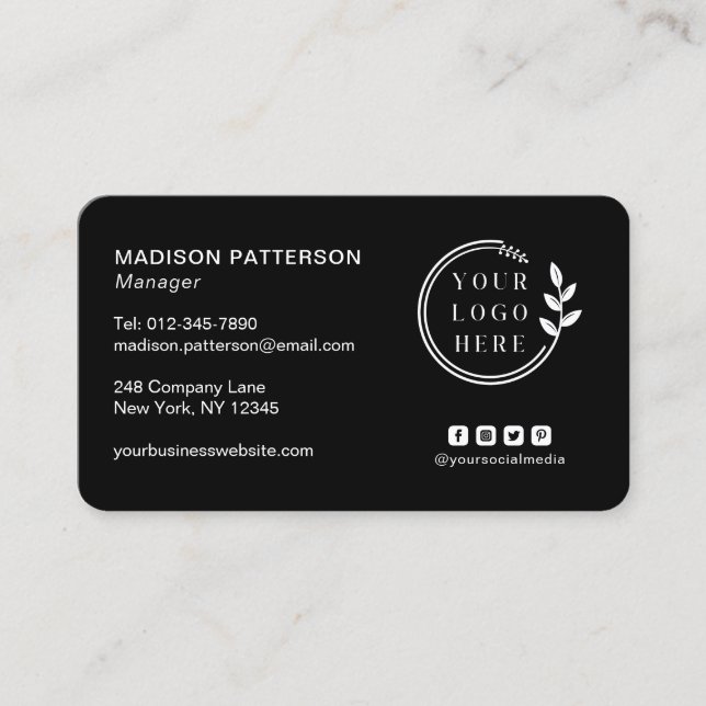 Add Your Logo Social Media QR Code Corporate Business Card (Front)