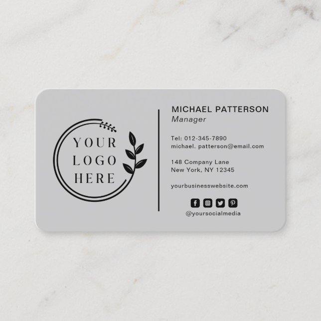 Add Your Logo Social Media QR Code Corporate Business Card (Front)