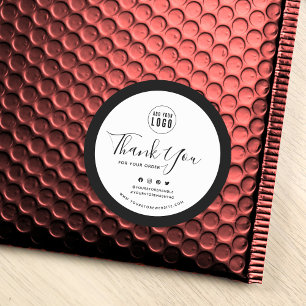 Add Your Logo Social Media Thank You Custom Border Classic Round Sticker