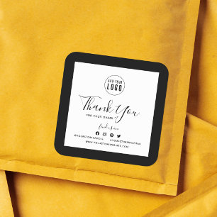 Add Your Logo Social Media Thank You Custom Border Square Sticker