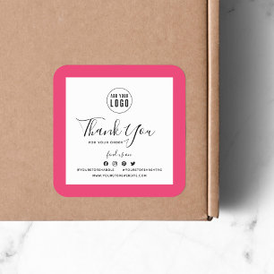 Add Your Logo Social Media Thank You Custom Border Square Sticker