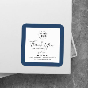 Add Your Logo Social Media Thank You Custom Border Square Sticker