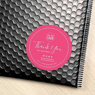 Add Your Logo Social Media Thank You Custom Colour Classic Round Sticker
