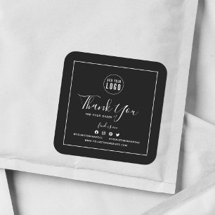 Add Your Logo Social Media Thank You Custom Colour Square Sticker