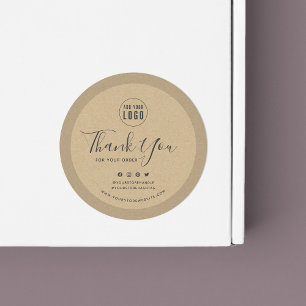 Add Your Logo Social Media Thank You Kraft Classic Round Sticker