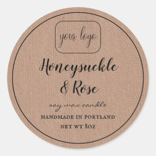 Add your logo soy candle Kraft paper look Classic Round Sticker
