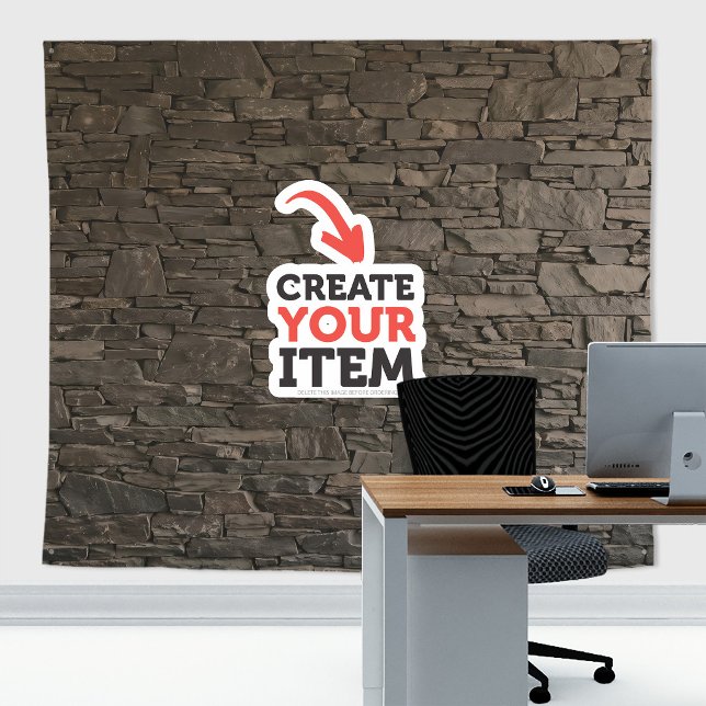 Add your logo Stone Slates Zoom Backdrop Brown Tapestry (Stone slates tapestry decor: add your logo or use it without logo. Add texts with the Editor Tool!)