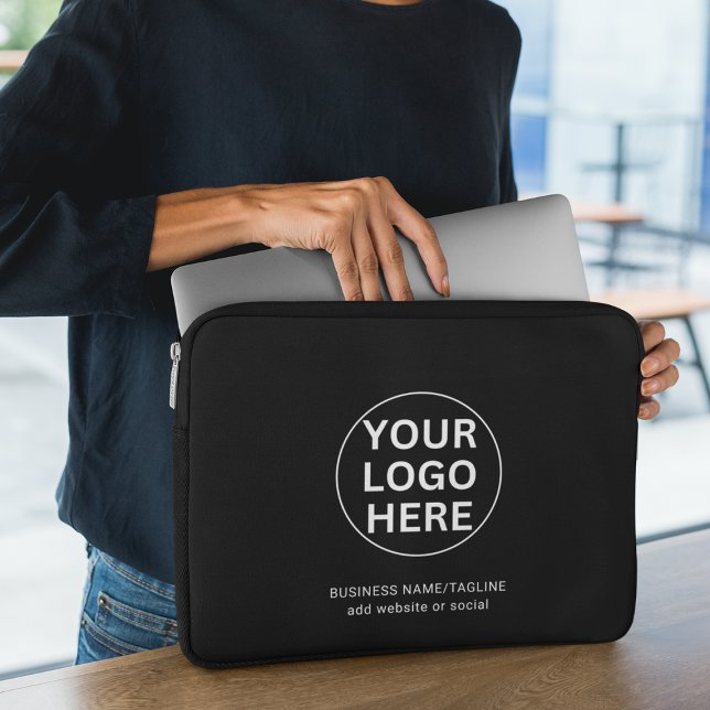 Add Your Logo & Text Here l Black & White Promo Laptop Sleeve (Creator Uploaded)