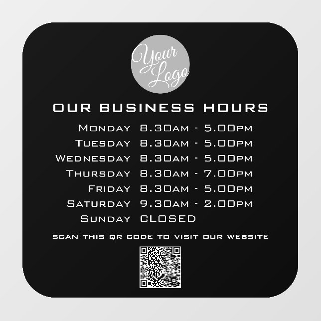  Add Your Logo Text QR Code Business Opening Hours (Sheet)