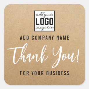 Add Your Logo Thank You For Your Business Kraft Square Sticker