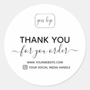 Add Your Logo thank you for your order Classic Round Sticker