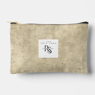 Add your logo Trendy wood background natural Accessory Pouch