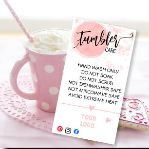 ADD YOUR LOGO TUMBLER CARE CARDS