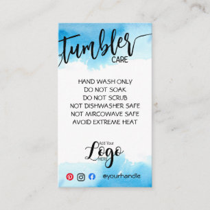 ADD YOUR LOGO TUMBLER CARE CARDS vinyl business