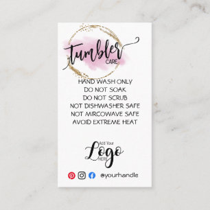 ADD YOUR LOGO TUMBLER CARE CARDS vinyl business