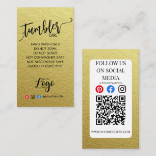 ADD YOUR LOGO TUMBLER CARE CARDS vinyl business