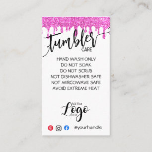 ADD YOUR LOGO TUMBLER CARE CARDS vinyl business