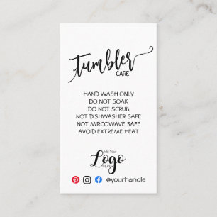 ADD YOUR LOGO tumbler CARE vinyl business simple Business Card