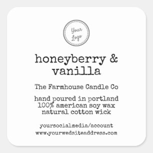 Add your logo type writer font  Soy Candle Square Sticker