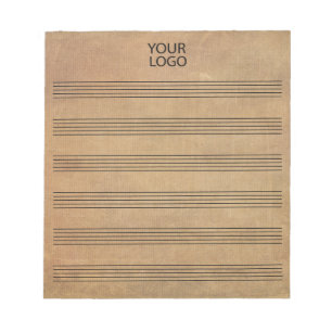 Add Your Logo Vintage Blank Sheet Music 6 Staves Notepad