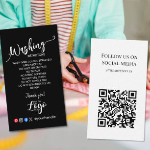 ADD YOUR LOGO washing instructions CARE CARDS