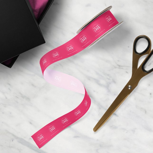 Add Your Logo & Website Editable Background Colour Satin Ribbon (Creator Uploaded)