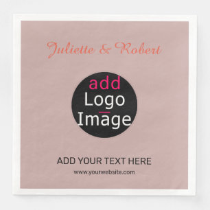 Add Your Logo Wedding Dusty Rose Hue Art     Napkin