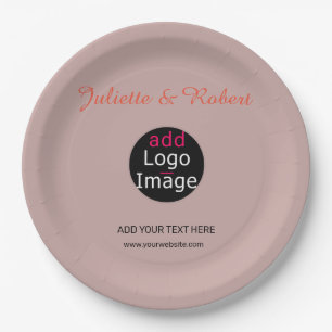 Add Your Logo Wedding Dusty Rose Hue Art   Paper Plate