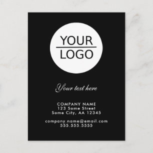 Add your Logo with Custom Text Promotion Black Postcard