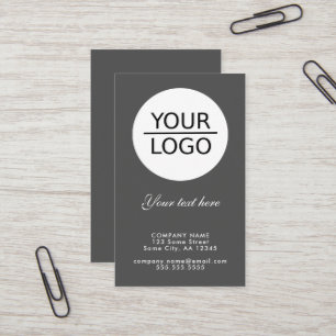 Add your Logo with Custom Text Promotion Grey Business Card
