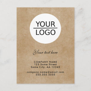 Add your Logo with Custom Text Promotion Rustic Postcard