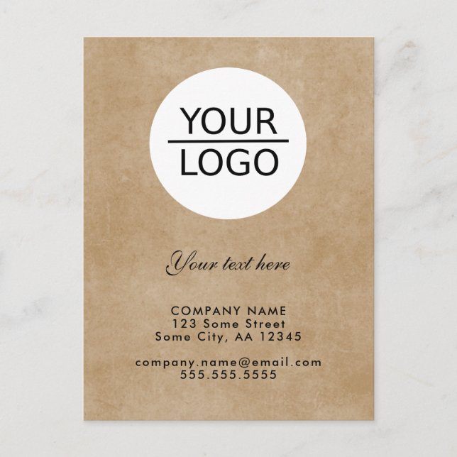 Add your Logo with Custom Text Promotion Rustic Postcard (Front)