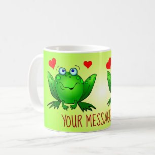 Add Your Message Fun Cute Cartoon Frogs Hearts Coffee Mug
