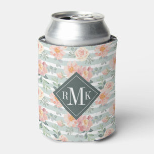 Add Your Monogram   Alicia Rose Stripe Pattern Can Cooler