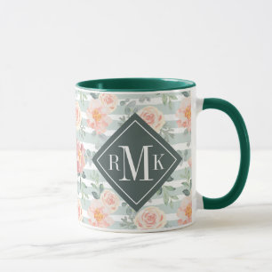 Add Your Monogram   Alicia Rose Stripe Pattern Mug