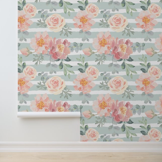 Add Your Monogram | Alicia Rose Stripe Pattern Wallpaper (Application)