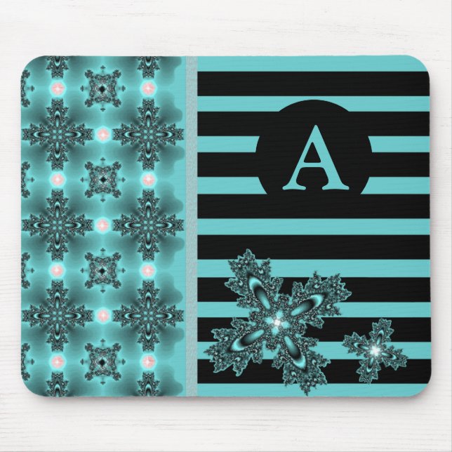 Add Your Monogram Artdeco Flowers in Retro Style Mouse Pad (Front)