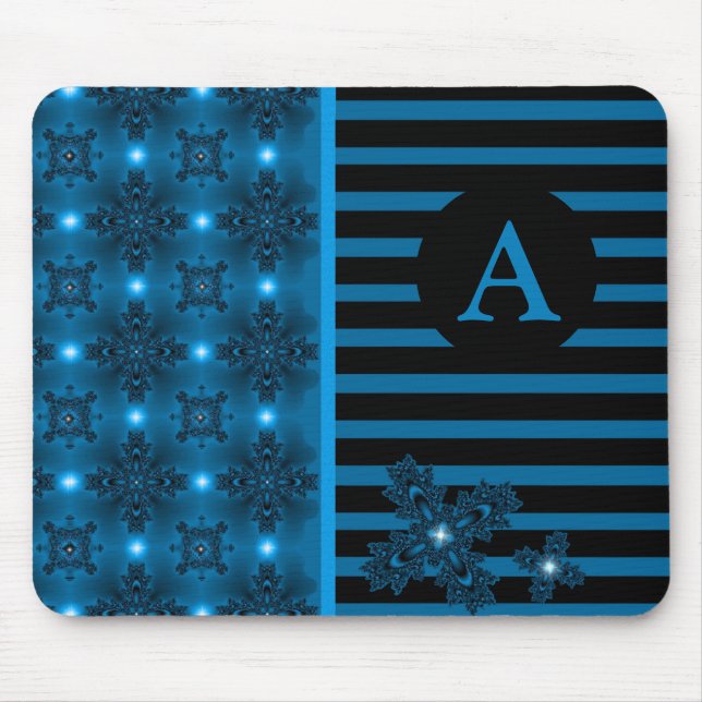 Add Your Monogram Artdeco Flowers in Retro Style Mouse Pad (Front)