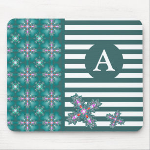 Add Your Monogram Artdeco Flowers in Retro Style Mouse Pad